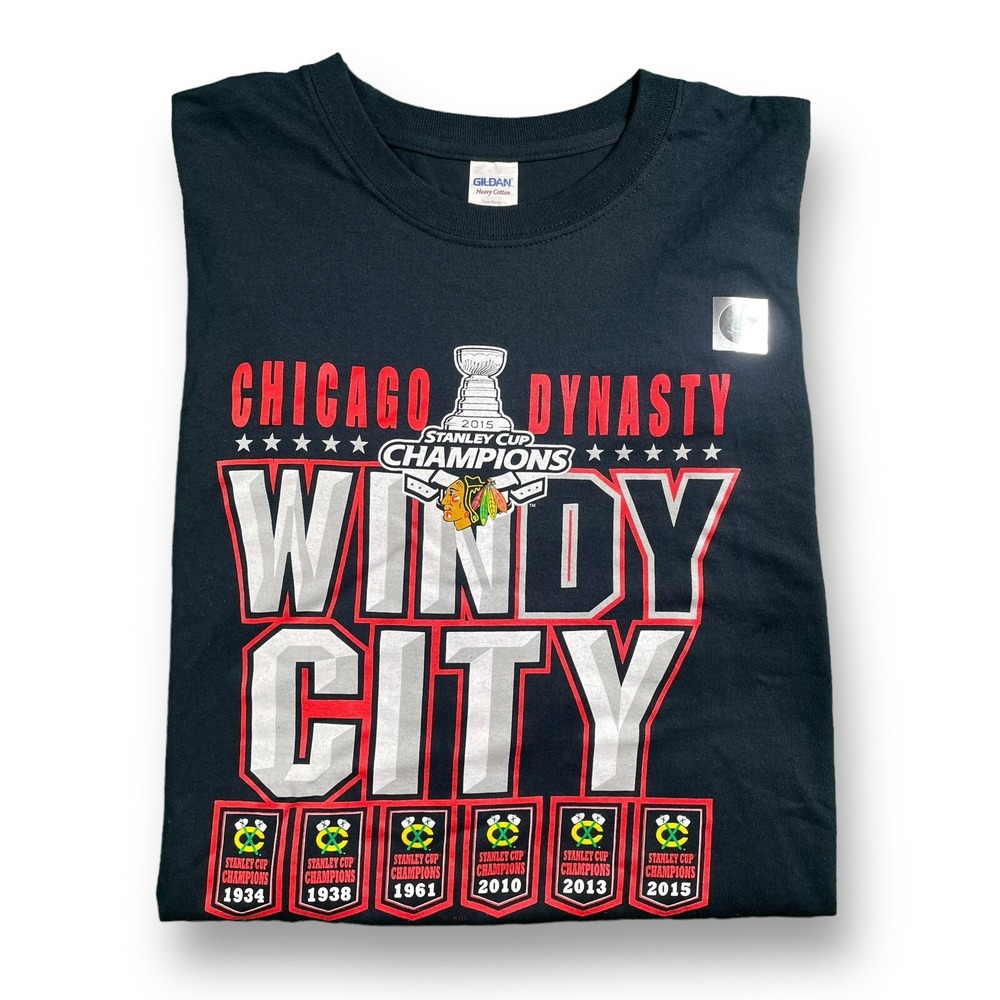 NWOT Chicago Blackhawks NHL 2015 Stanley Cup Champions T-Shirt Windy City Men XL